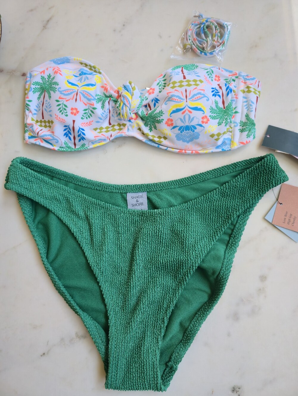 NWT Wild Fable XL Bandeau Bikini Top & Shade & Shore Green Bikini Bottoms Size L
